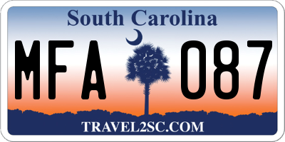 SC license plate MFA087