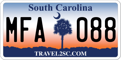 SC license plate MFA088