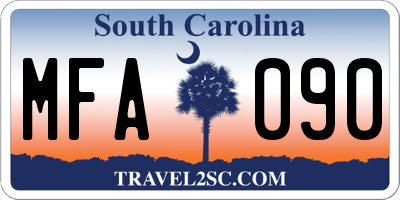 SC license plate MFA090
