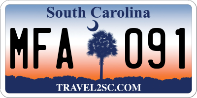 SC license plate MFA091