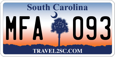 SC license plate MFA093