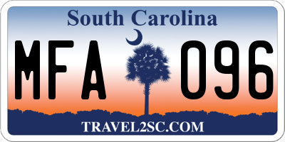 SC license plate MFA096
