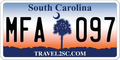 SC license plate MFA097
