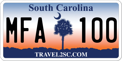 SC license plate MFA100