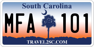 SC license plate MFA101