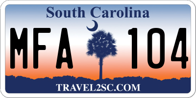 SC license plate MFA104
