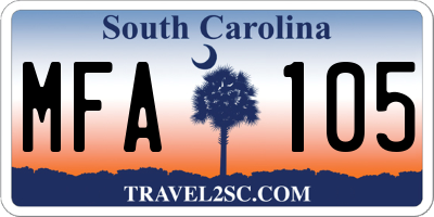 SC license plate MFA105