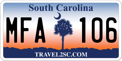 SC license plate MFA106