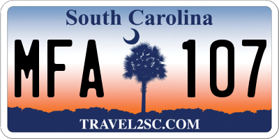 SC license plate MFA107