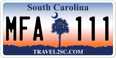 SC license plate MFA111
