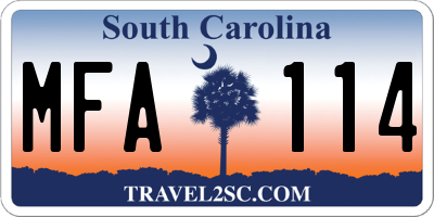 SC license plate MFA114
