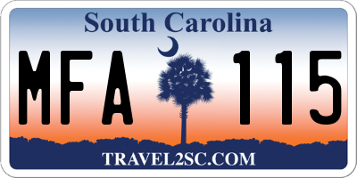 SC license plate MFA115