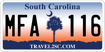 SC license plate MFA116