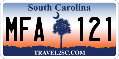 SC license plate MFA121