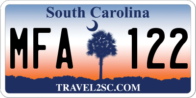 SC license plate MFA122
