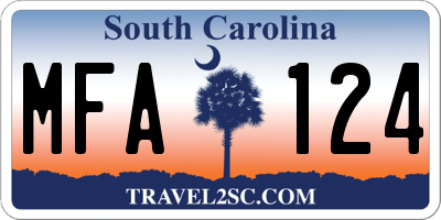 SC license plate MFA124