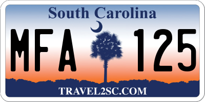 SC license plate MFA125