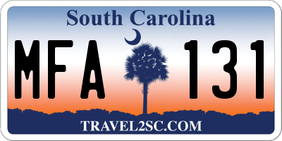 SC license plate MFA131