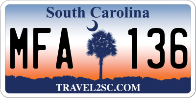 SC license plate MFA136