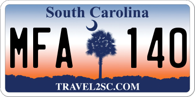 SC license plate MFA140