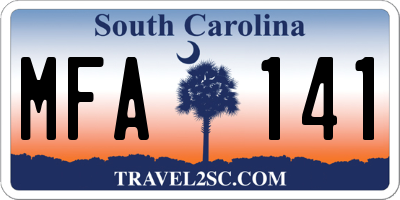 SC license plate MFA141