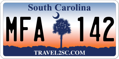 SC license plate MFA142