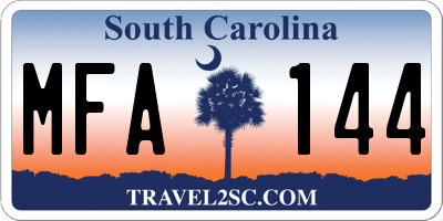 SC license plate MFA144