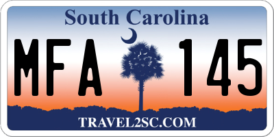 SC license plate MFA145