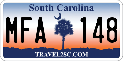 SC license plate MFA148
