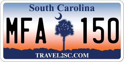 SC license plate MFA150