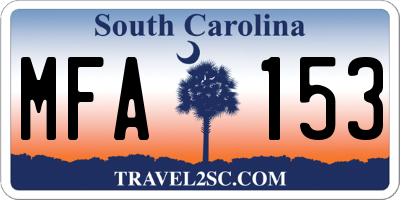 SC license plate MFA153