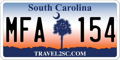 SC license plate MFA154