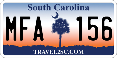 SC license plate MFA156