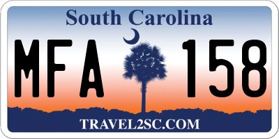 SC license plate MFA158