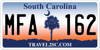 SC license plate MFA162