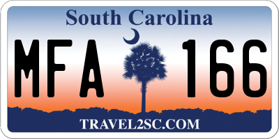SC license plate MFA166