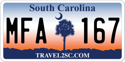 SC license plate MFA167