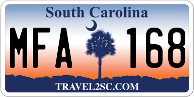 SC license plate MFA168