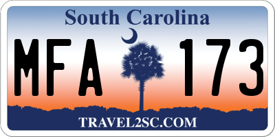 SC license plate MFA173