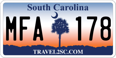 SC license plate MFA178