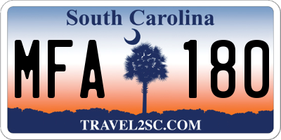 SC license plate MFA180