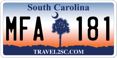 SC license plate MFA181