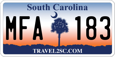 SC license plate MFA183