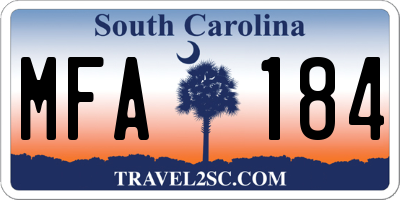 SC license plate MFA184
