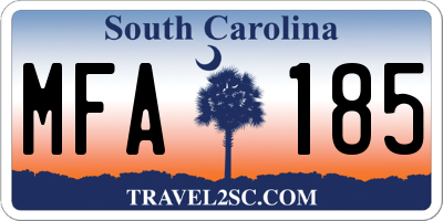 SC license plate MFA185