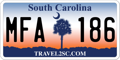 SC license plate MFA186