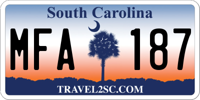 SC license plate MFA187