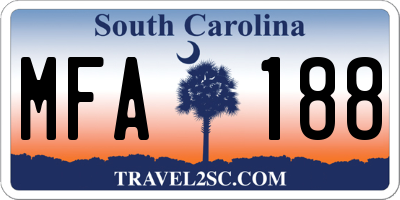 SC license plate MFA188