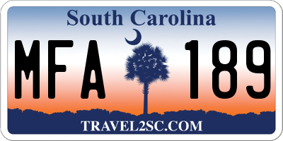 SC license plate MFA189