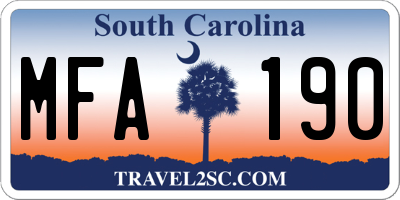 SC license plate MFA190